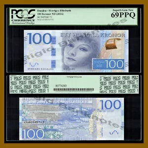 スウェーデン 100 クローナ、ノースダコタ州 2016 P-71 新グレタ・ガルボ PCGS 69 PPQ