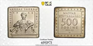 ハンガリー スクエア 500 フォリント BU コイン 2002 KM#764 チェスマシン PCGS MS69 トップ ポップ ??
