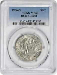 ロードアイランド記念シルバー ハーフダラー 1936-S MS63 PCGS
