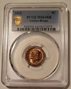 ギニアビサウ 1933 5 センタボス MS64 RB PCGS