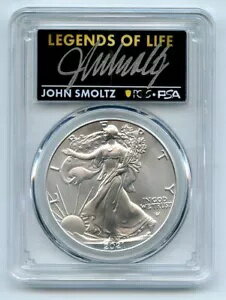 2021 $1 シルバー イーグル T2 初回生産 PCGS MS70 レジェンド オブ ライフ ジョン・スモルツ