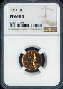 1957 リンカーン ウィート セント ペニー NGC PF66 RD プルーフ品質(3)