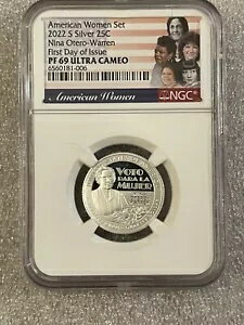 ?? 2022 南米女子 ニーナ オテロ シルバー プルーフ クォーター - NGC PF 69 FDOI ??