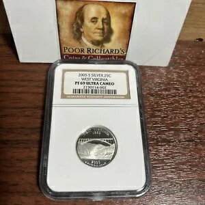 2005 S シルバー ウェストバージニア州クォーター NGC 認定 PF69 ULTRA CAMEO SQ1090