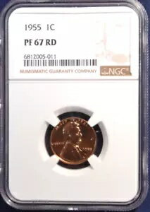 1955 リンカーン 1c プルーフ ウィート セント NGC 認定 PF 67 RD