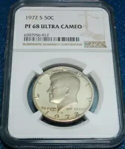 1972-S NGC PF68 ウルトラ カメオ 50C ケネディ ハーフダラー #956-012