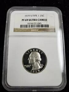 1979-S 25c タイプ 1 ワシントン プルーフ クォーター-NGC PF69 ウルトラ カメオ