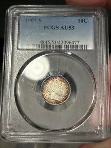 1907-S 10C バーバー ダイム PCGS AU53