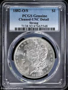 1882-O/S $1 モーガン シルバー ダラー PCGS 本物の UNC 詳細 |強力な非循環