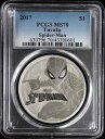 2017 ツバル スパイダーマン 1 オンス シルバー ダラー コイン PCGS MS 70 |マーベルアベンジャーズ
