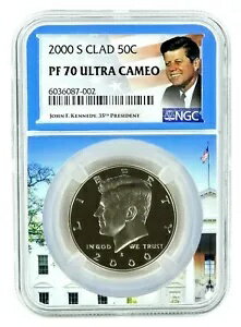 2000 S ケネディ プルーフ クラッド 50c NGC PF70 ウルトラ カメオ - ホワイト ハウス コア