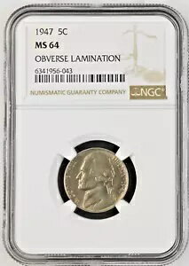 ミントエラー! 1947 ジェファーソン オーバーバース ラミネーション NGC MS 64...