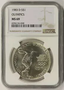 1983-D オリンピック円盤投げ モダン シルバー 記念ドル $1 MS 69 NGC
