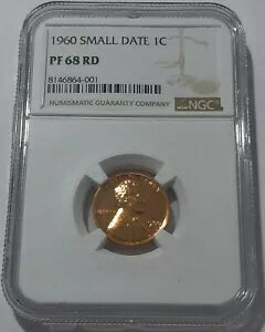 1960 P NGC PF68 RD スモール デイト レッド プルーフ リンカーン メモリアル ペニー 1C ホワイト ラベル