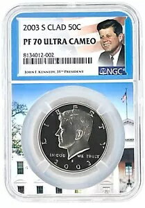 2003 S ケネディ クラッド ハーフダラー NGC PF70 ウルトラ カメオ ホワイト ハウス コア - POP 118