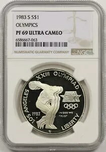 1983-S オリンピック円盤投げ $1 NGC PF 69 ウルトラ カメオ シルバー 記念品