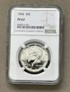 1964 ケネディ シルバー ハーフダラー プルーフ PF 67 NGC 初年度発行