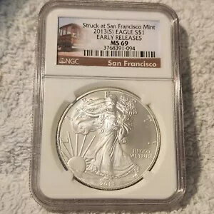 2013 S シルバー イーグル ドル MS69 ER トロリー カート ラベル
