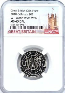 2018 10P イギリス W World Wide Web NGC MS65 DPL ブリティッシュ コイン ハント