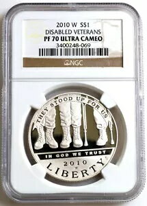 2010-W 障害退役軍人記念シルバー ダラー NGC PF70 ウルトラ カメオ