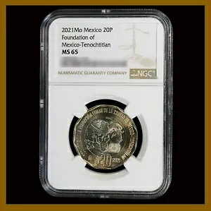 メキシコ 20 ペソ硬貨、2021 年 700 周年記念テノチティトラン NGC MS 65 の基礎