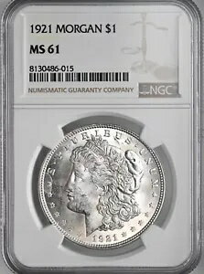 1921-P $1 モーガン シルバー ダラー ミント ステート NGC MS61 #8130486-015 (VAM 16A)