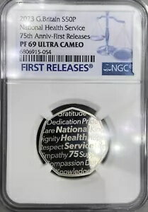 2023 英国国民保健サービス 75 周年記念 シルバー 50P、NGC PF-69