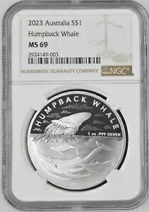 2023 オーストラリア南極準州ザトウクジラ シルバー 1オンス NGC MS69