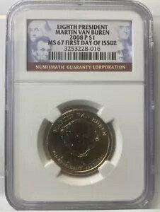 2008 P ヴァン ビューレン大統領ドル NGC MS 67 FDI 流通版