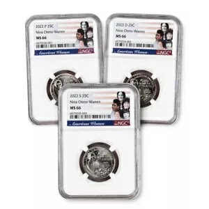2022 ニーナ オテロ ウォーレン アメリカン レディース クォーター セット 25c P D S ミント NGC MS 66