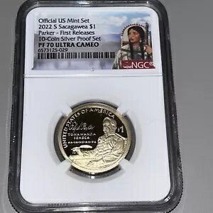 2022 S SACAGAWEA $1 ELY PARKER が 10 コイン シルバー セットから NGC PF 70 を初リリース