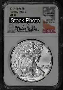 2019 アメリカン シルバー イーグル NGC MS-70 発行初日マイク キャッスル サイン