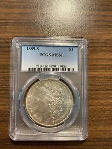 1889-S モーガン シルバー ダラー $1 PCGS ミント ステート 61 MS 61 レア