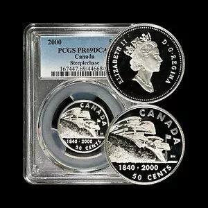 カナダ。 2000、50 セント、シルバー - PCGS PR69 - トップ ポップ ?? 馬、第 1 回障害競走