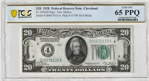 1928ǯ $20 FRN 2050-D ϢˮԷ ꡼֥ D-A ֥å PCGS 65 PPQ