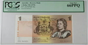 (1979) オーストラリア準備銀行 1 ドル紙幣 R77 SCWPM# 42c PCGS 66 PPQ ジェム 新品
