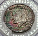 1964 P ケネディ ハーフダラー 50C シルバー PCGS MS66 レインボートーンのクリスマスカラー