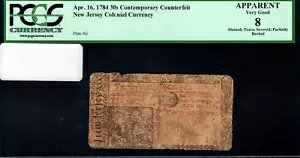 ニュージャージー植民地紙幣 Fr#NJ-167CT 1764 年 4 月 16 日 30 秒 PCGS 8 *偽造品*