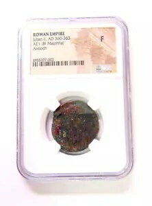 ローマ帝国 ユリアヌス 2 世 AD 360 〜 363 AE1 アンティオキア青銅貨。 NGC グレード F(3)