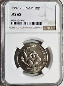 ベトナム 10 ドン 1987 世界自然保護基金 NGC MS 65