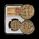 ビザンチン。 569、? Follis - NGC Cert - Justin II、Sophia、Nicomedia B