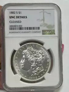 1882 S サンフランシスコ モーガン シルバー 1 ドル コイン $1 NGC UNC 詳細クリーニング済み