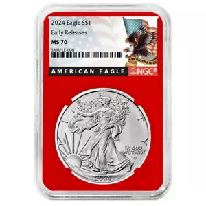 2024 $1 アメリカン シルバー イーグル NGC MS70 ER ブラック ラベル レッド コア