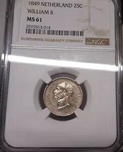 オランダ 25 セント 1849 NGC MS61