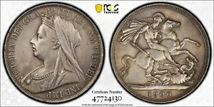 GBビクトリア 1900 1 クラウン シルバー コイン、PCGS 認定「未流通詳細」