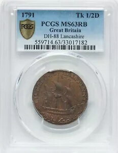 イギリス 1791 - 1/2 ペニー ランカス