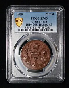PCGS SP63 1900 年 イギリス ビクトリア女王 & 3 将軍ボーア戦争勝利メダル
