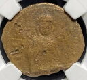 ビザンチン帝国 1034 〜 1050 年、本物のイエス キリスト AE フォリス クラス C コイン NGC