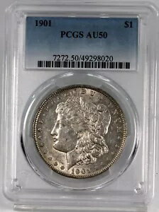 1901 モーガン シルバー ダラー - PCGS グレード AU50 !!
