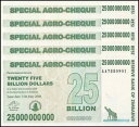 ジンバブエ 250 億ドル特別農業小切手、2008 年、P-62、UNC X 5 枚